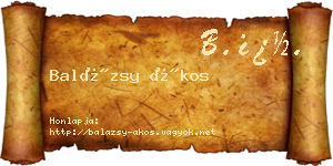 Balázsy Ákos névjegykártya