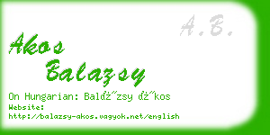 akos balazsy business card